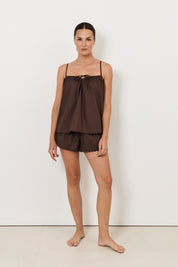 Iesha and Tayla Poplin Ric Rac Set (Chocolate)