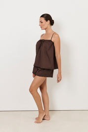 Iesha and Tayla Poplin Ric Rac Set (Chocolate)