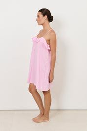 Esme Tencel Blend Stripe Frill Dress (Pink)