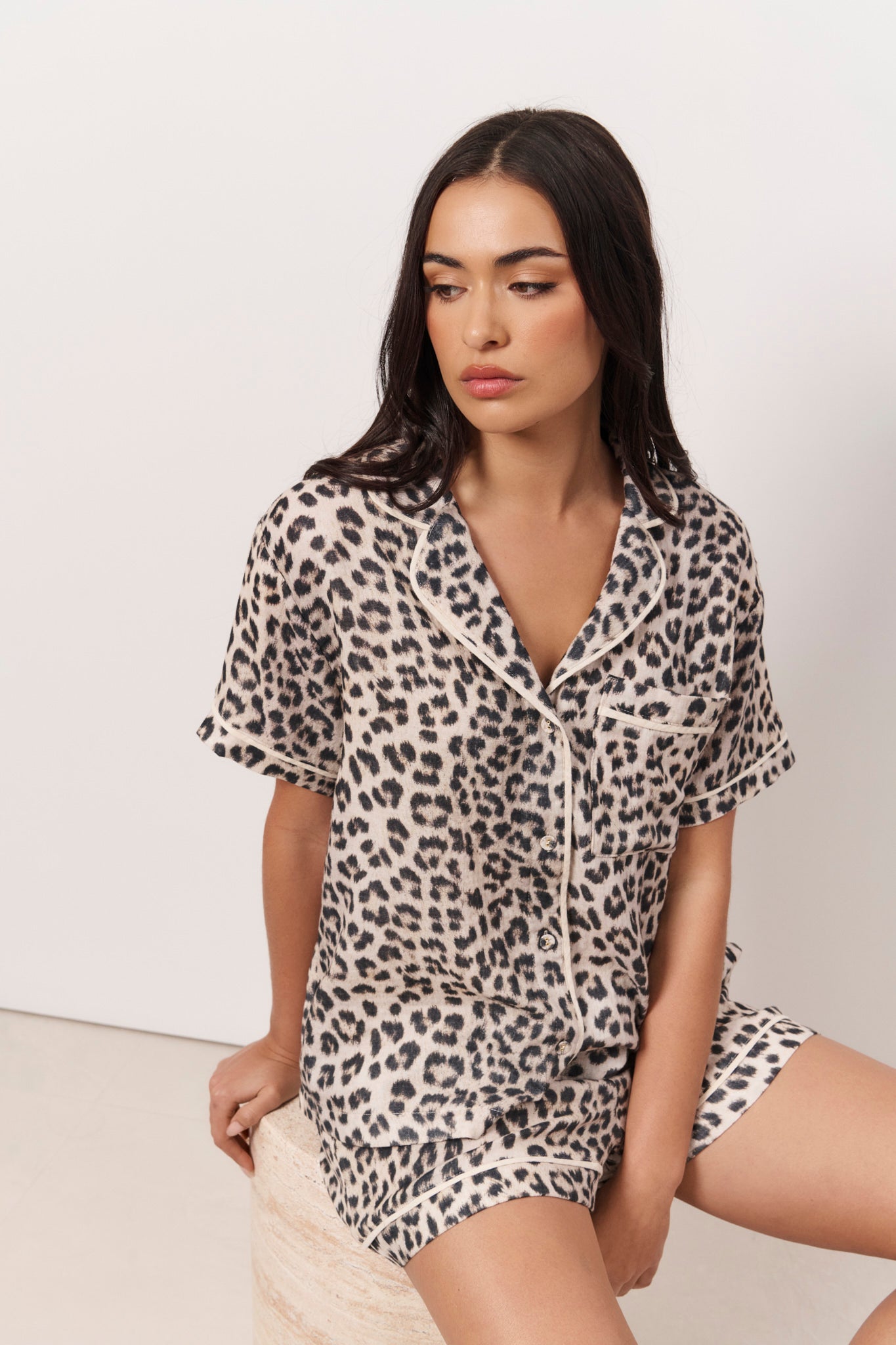 Natty and Coco Printed Gauze Short Set (Leopard)