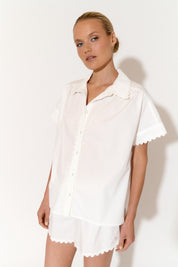 Bella Poplin Ric Rac Shirt (White)