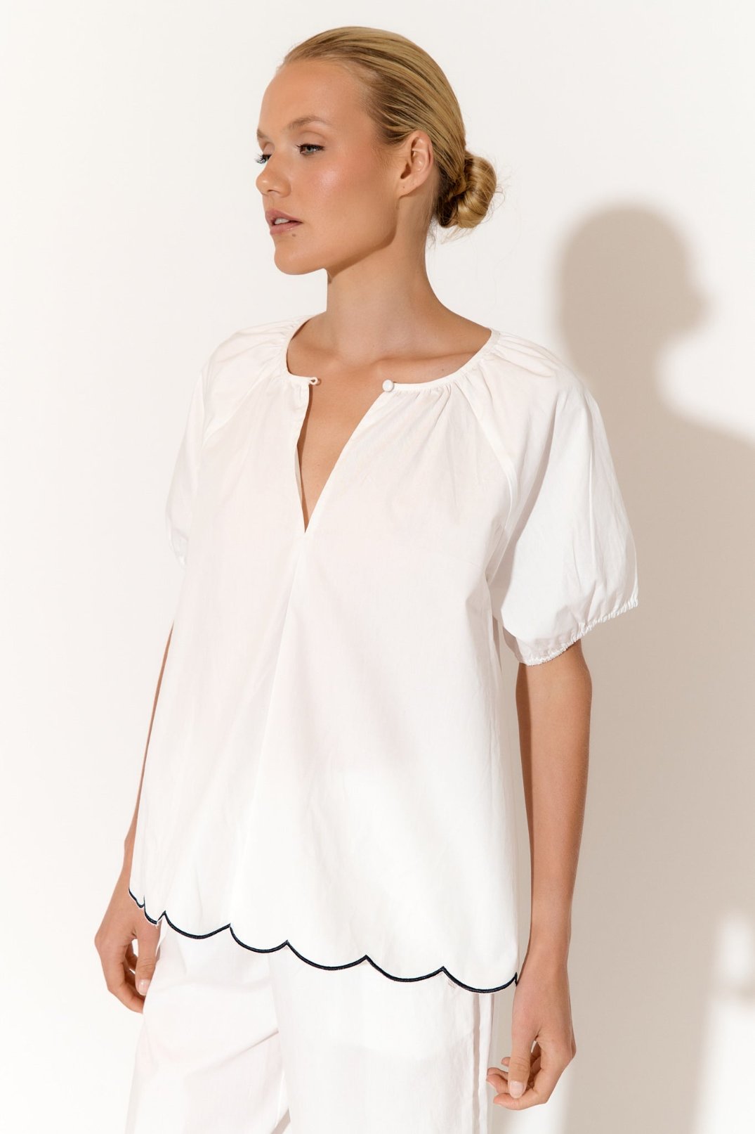 Claudia Scallop Top (White)