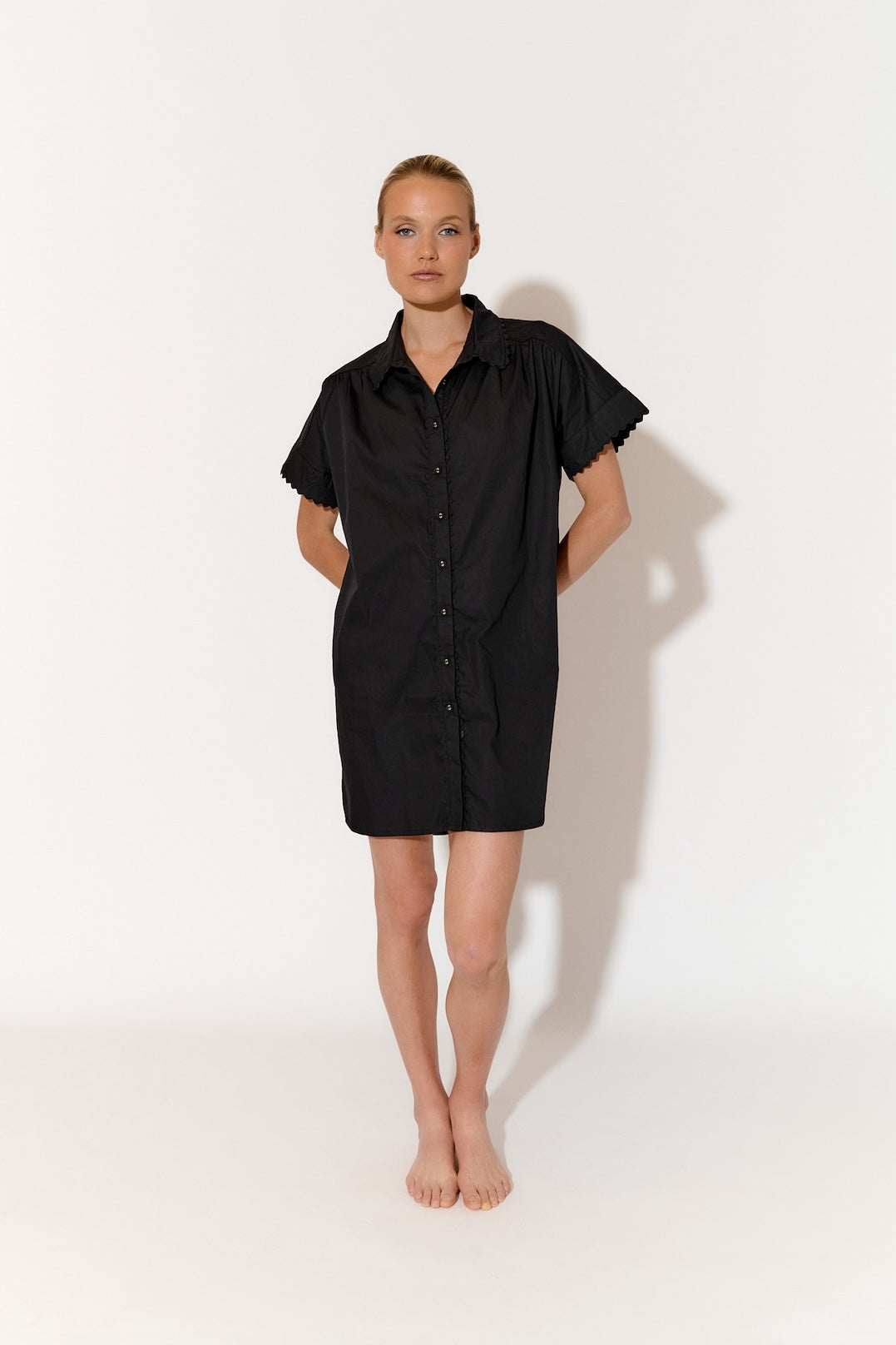 Bella Poplin Ric Rac Dress (Black)